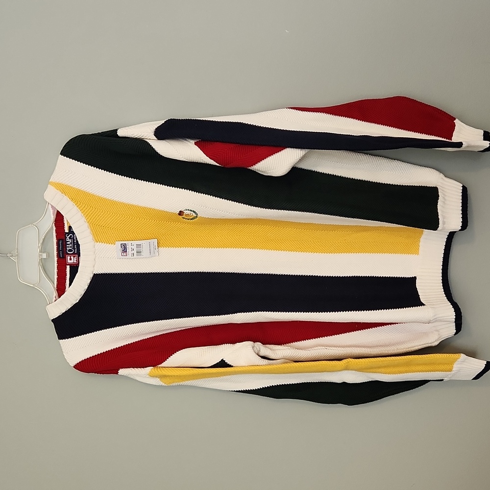 Vtg 90’s Chaps Ralph Lauren Hand Framed Sweater Striped Colorful XL - NWT